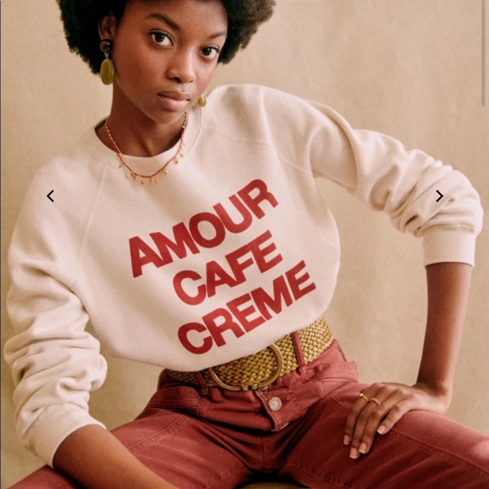 Sézane Amour Cafe Cream Sweatshirt